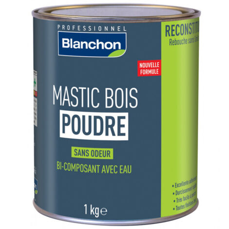 Mastic bois poudre - bi-composant avec eau - sans odeur - bois blanc - 1kg - BLANCHON