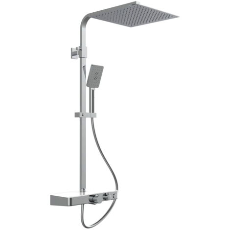 Colonne de douche thermostatique avec tablette verre blanc - Ocean - SCHÜTTE (1/5)