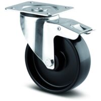 Roulette pivotante polypro - blocage total - charge légère ø 125 mm - Alpha