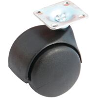 Roulette double galet noire 40mm platine carré pivotante en platine AVL 595019A