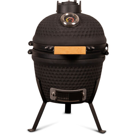 Barbecue portable céramique Kamado 13'' – Surface de cuisson 28 cm – Isolation thermique optimale – Pour grillades et fumage