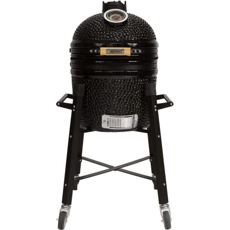 Kamado barbecue céramique 15'' – Surface de cuisson 33,5 cm – Thermomètre XL intégré – Pour grillades et fumage