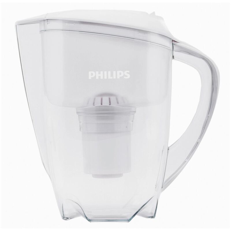 Philips - Carafe Filtrante 2.6L + 4 Filtres Softening+ - Réduction Calcaire 50% - Minuterie électronique - Blanc