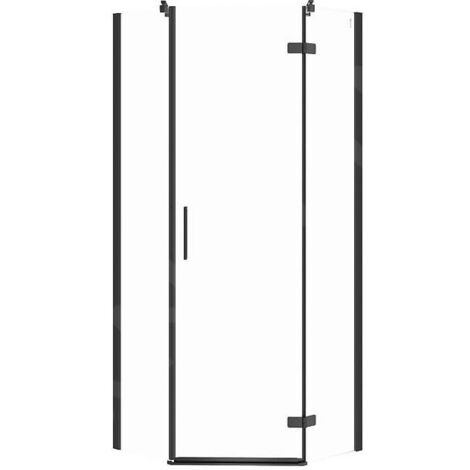 Cersanit Jota - Cabine de douche 80x80 cm, droite, noir/verre clair S160-011 (1/2)