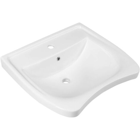 Sapho – Lavabo suspendu PMR 600x550 mm – Céramique blanche avec 1 trou pour mitigeur – Trop-plein – 5160 (1/5)