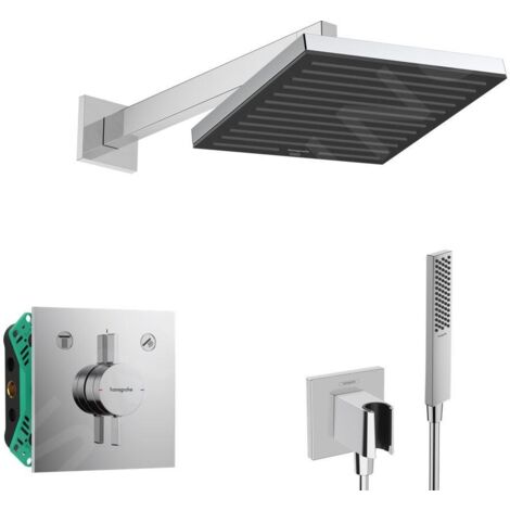 Hansgrohe - Set de douche avec mitigeur encastré, avec corps d’encastrement, 26x26 cm, chrome SANI21HHH001 (1/5)