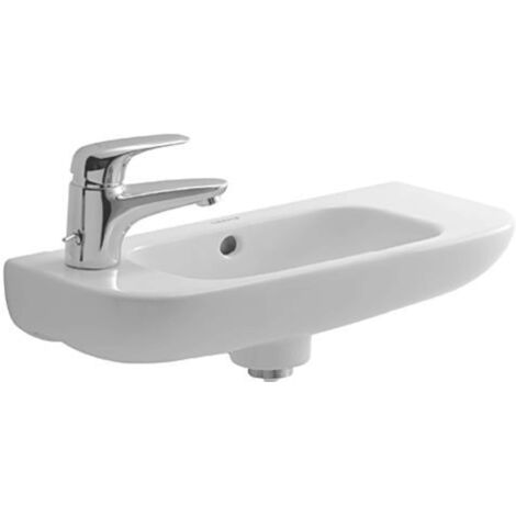 Duravit – Lave-mains à poser 50x22 cm semi-circulaire – Trou robinet à gauche – Céramique blanche – Montage mural – 7065000092
