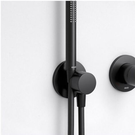 Keuco IXMO - Soupape encastrée pour 2 appareils, avec raccordement du flexible et support de douche, noir mat 59556370201 (1/5)