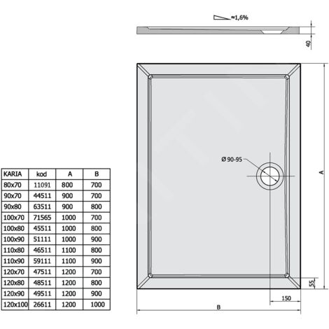 Polysan Karia - Receveur de douche 1200x800 mm, blanc 48511