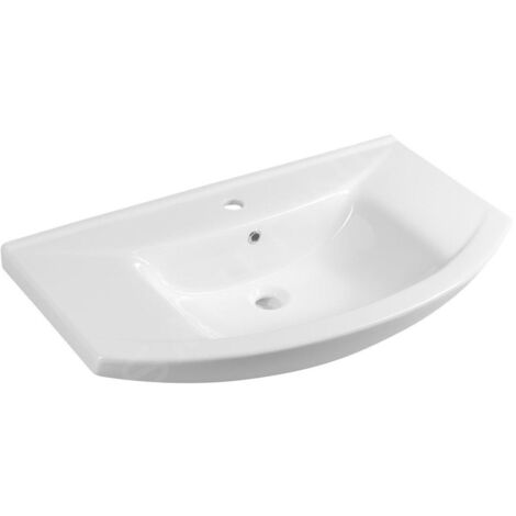 Aqualine Zero - Meuble lavabo 860x500 mm, avec trop-plein, trou pour robinet, blanc 6085 (1/5)