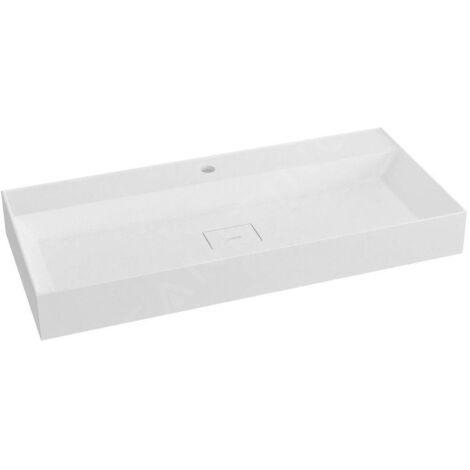 Lavabo GODIVA, bille, 96x44cm, sans trou de robinet, blanc