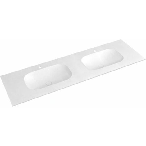 Sapho Treos - Double lavabo de meuble 152x51 cm, sans trop-plein, 2 trous pour robinetterie, blanc TS152-0101 (1/4)