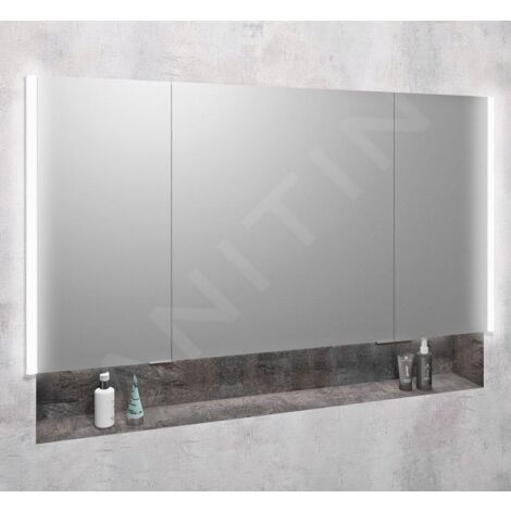 Sapho Integra - Armoire de toilette encastrée avec éclairage LED, 1256x700 mm, miroir/alu titane IN125 (1/5)