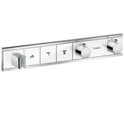 Hansgrohe RainSelect - Mitigeur thermostatique de douche encastré pour 3 sorties, blanc/ chrome 15356400