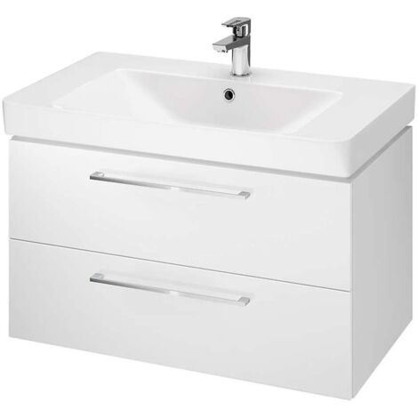 Cersanit Lara - Meuble avec lavabo, 45x79x45 cm, 2 tiroirs, blanc S801-338-DSM (1/3)