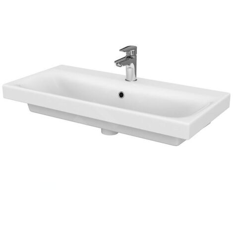 Cersanit Moduo - Lavabo 80x38 cm, avec trop-plein, trou pour robinetterie, blanc K116-012 (1/3)