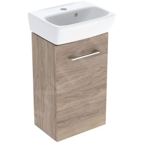 Geberit Selnova Square - Meuble avec lave-mains, 36 x 65 x 25 cm, 1 porte, G/D, noix de hickory 502.744.00.1 (1/2)