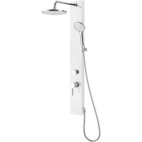 Panneau de douche avec mitigeur 125x1050 mm – Flexible inox 1500 mm – Douchette ABS chromé 228 mm – SL230 – Aqualine (1/3)