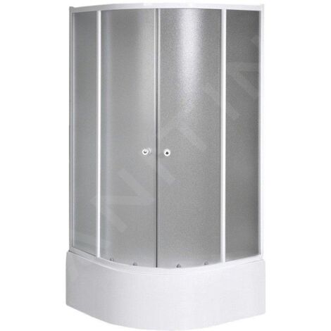 Aqualine – Cabine de douche quart de cercle 900x900x1500 mm – Verre BRICK 4 mm – Cadre aluminium blanc – Ouverture coulissante – BTR903 (1/5)