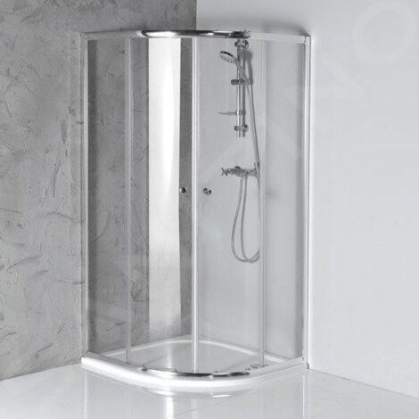 Aqualine – Cabine de douche quart de rond 80x80 cm – Verre clair de sécurité 4 mm – Ouverture coulissante – Chrome – HLS800Y (1/5)
