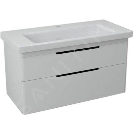 Sapho Ella - Meuble lavabo, 957x500x428 mm, 2 tiroirs, blanc EL100-3030 (1/5)