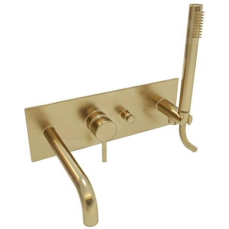 Paffoni Light - Mitigeur de baignoire encastré, avec accessoires et corps, doré brossé LIG001HGSP (1/2)