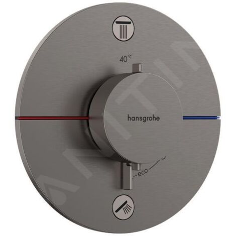 Hansgrohe ShowerSelect Comfort - Mitigeur thermostatique encastré, 2 sorties, chrome noir brossé 15554340