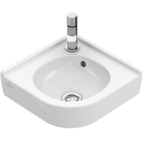 Villeroy & Boch O.novo - Lave-mains d’angle 320x320 mm, avec trop-plein, avec 1 trou de robinetterie, CeramicPlus, blanc alpin
