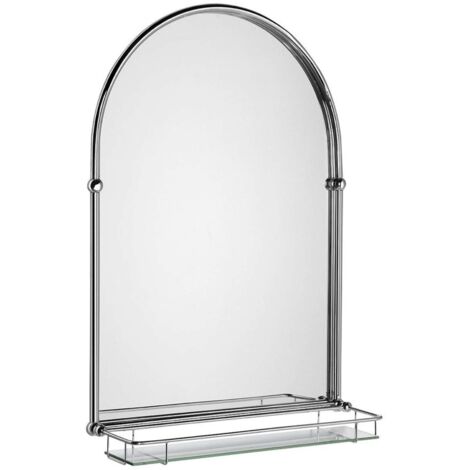 Sapho – Miroir sur pied Tiga 490x670 mm avec étagère en verre – Finition chrome – HZ202 (1/4)