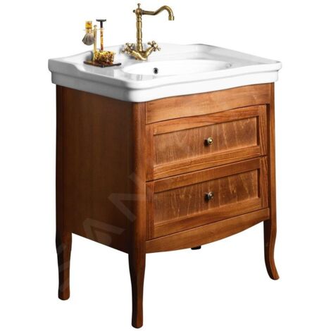 Sapho – Meuble sous vasque simple 730x800x465 mm en hêtre – 2 tiroirs à glissière lente – Pour espaces confinés – 1654 (1/5)