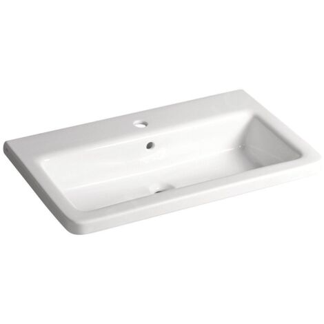 Sapho City - Lavabo 800x454 mm, avec trop-plein, trou pour robinet, blanc KE080 (1/4)