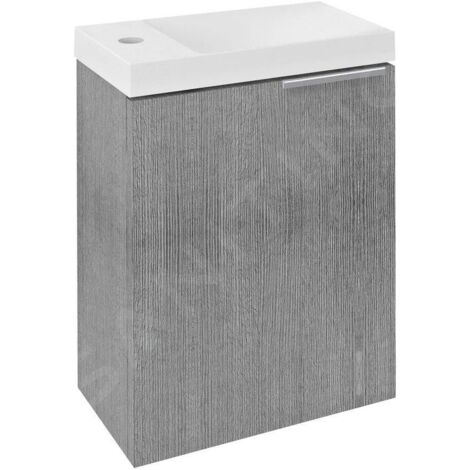 Sapho Latus - Meuble-vasque 394x500x220 mm, 1 porte (gauche/droite), chêne argenté LT110-1111 (1/5)