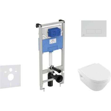 Ideal Standard ProSys - Ensemble pour WC suspendu, cuvette et abattant Architectura, Plaque de déclenchement Oleas M2, DirectFlush, SoftClose, CeramicPlus, chrome ProSys120M SP45 (1/5)