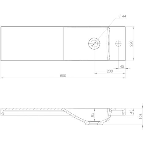 Sapho Agos - Meuble-lavabo 800x220 mm, avec trop-plein, trou pour robinet G/D, blanc AS080