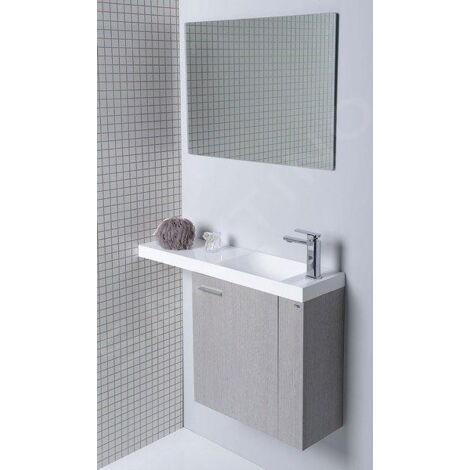 Sapho Agos - Meuble-lavabo 800x220 mm, avec trop-plein, trou pour robinet G/D, blanc AS080