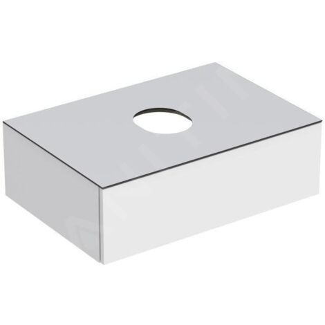 Geberit VariForm - Meuble sous lavabo 750x510x235 mm, un tiroir, plage de dépose et siphon, blanc brillant / mat blanc (1/2)