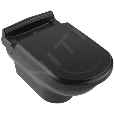 Villeroy & Boch Hommage - Cuvette de WC suspendue, CeramicPlus, Pure Black 6661B0R7 (1/5)