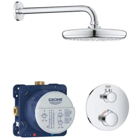 Grohe – Set de douche Tempesta 210 – Robinet thermostatique encastré – Douche de tête Rain 210mm – Débit 27 l/min – 34726000