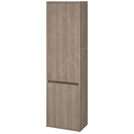 Cersanit Crea - Armoire haute 140x40x25 cm, 2 porte, charnières G/D, chêne S924-024 (1/2)