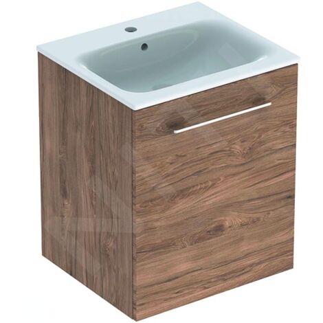 Geberit Selnova Square - Meuble-vasque 635x538x480 mm, avec vasque, 1 porte, noyer hickory 501.250.00.1 (1/3)