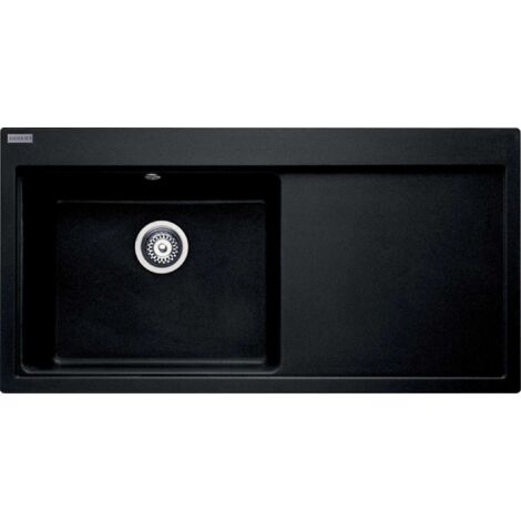 Franke – Évier en granite 1 bac 100x52 cm – Finition onyx – Égouttoir à droite – Montage sur plan – Bonde Easy Click en inox (1/4)