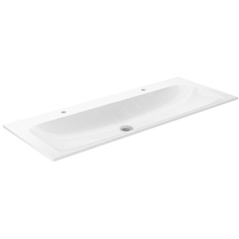 Keuco Plan - Double lavabo 1208x494 mm, sans trop-plein, 2 trous pour robinetterie, CleanPlus, blanc 32980311202 (1/2)