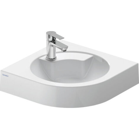 Duravit – Lave-mains d'angle 635x540mm – Céramique sanitaire blanche – 1 trou prépercé – Sans trop-plein – Pour espaces réduits (1/8)