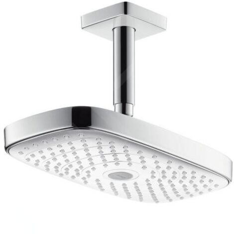 Hansgrohe Raindance Select E - Douche de tête 300 2 jets avec arrivée depuis le plafond 100 mm, EcoSmart, blanc/chrome 26608400 (1/5)