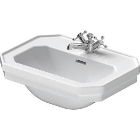Duravit – Lave-mains céramique blanc 500 mm x 365 mm – Monotrou avec trop-plein – Forme atypique – Compatible mitigeur monotrou – 785500000 (1/7)