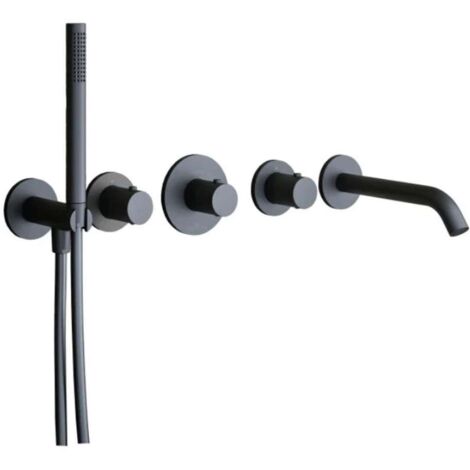 Paffoni Modular Box - Mitigeur thermostatique encastré, pour 2 sorties, noir mat MDE001NO (1/3)