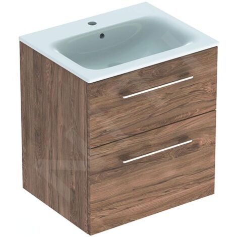 Geberit Selnova Square - Meuble-vasque 635x588x480 mm, avec vasque, 2 tiroirs, noyer hickory 501.238.00.1 (1/3)
