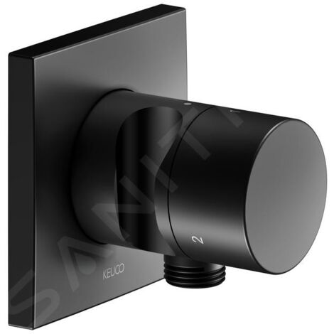 Keuco IXMO - Soupape encastrée pour 3 appareils, avec raccordement du flexible et support de douche, noir mat 59548370202 (1/2)