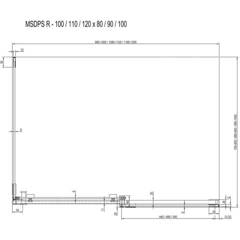 Ravak Matrix - Cabine de douche en trois parties MSDPS-100/100 R, 985 ...