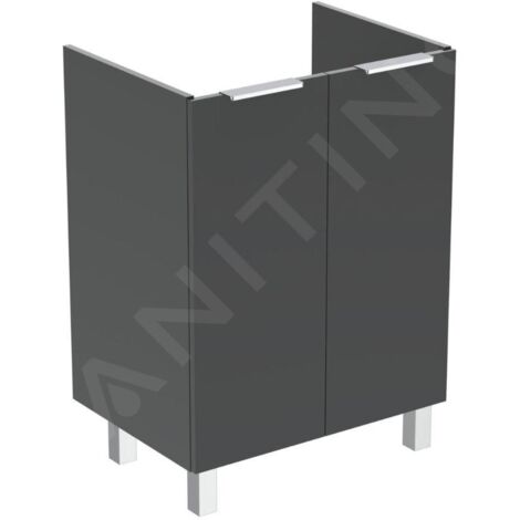Ideal Standard Eurovit - Meuble-lavabo, 84x60x44 cm, 2 porte, charnières G/D, gris brillant R0258TI (1/3)